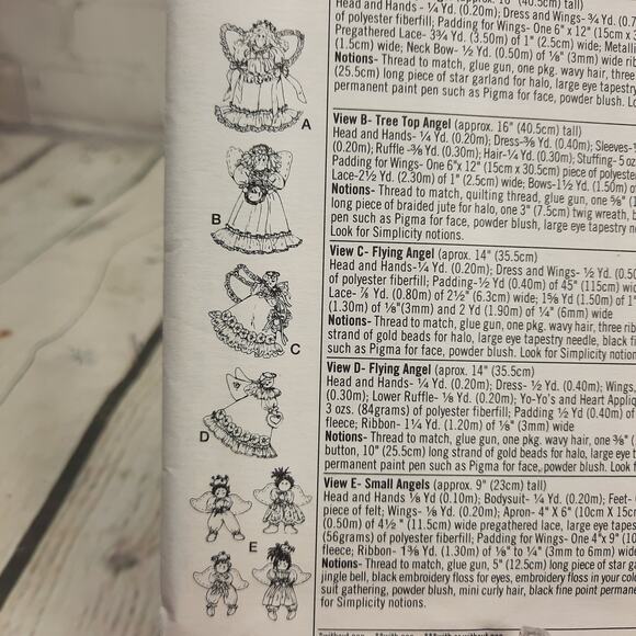 Simplicity Crafts Sewing Pattern 9375 Angel Decorations Doll Angels Dolls - Picture 4 of 6